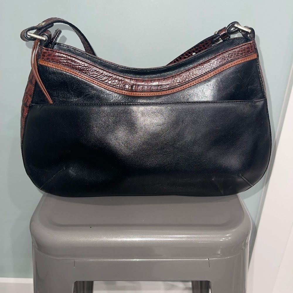 Brahmin Cayson Tri Textured leather shoulder bag black Tuscan - Picture 7 of 16